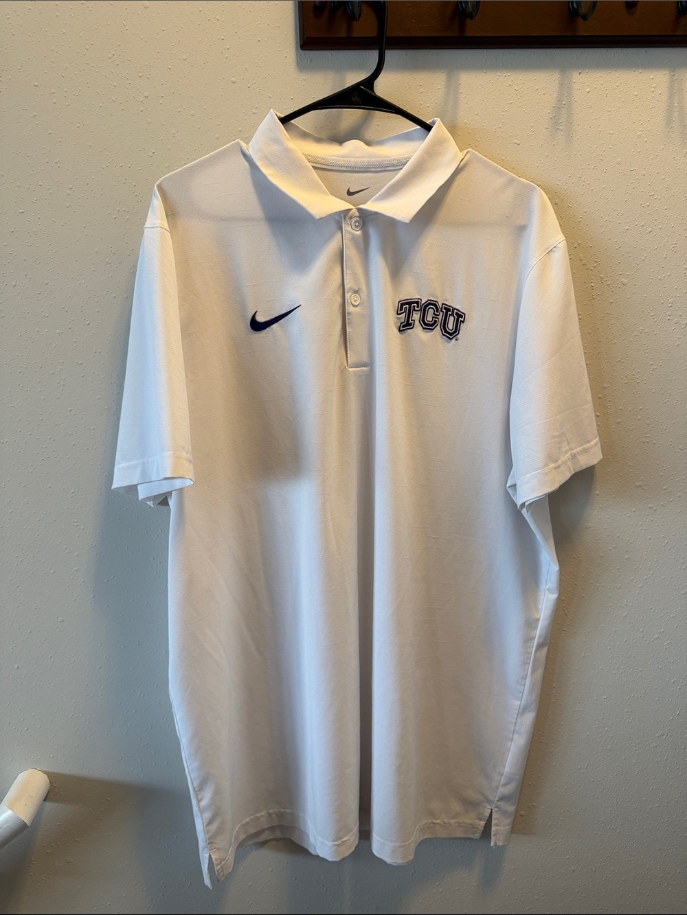 Nike Men's White TCU Dri-Fit Polo